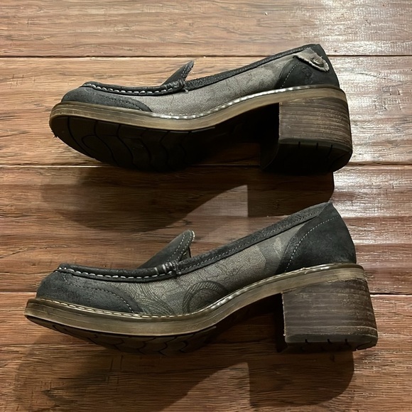 London Underground Chunky Y2K Loafer Women’s Size 9 Gray Suede Canvas Shie - Picture 3 of 8